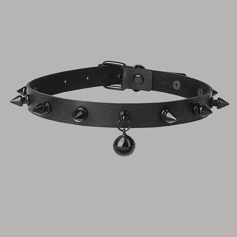 Black Rivet Bell Choker