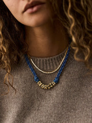 Bubble Letter Custom Paracord Necklace - Navy/White