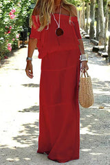Casual Daily Solid Off The Shoulder Beach Dress Short Sleeve Dress(3 Colors)