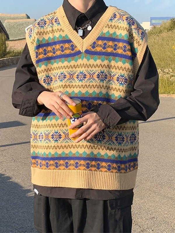 Men'S Vintage Jacquard Sweater Vest