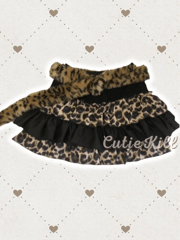 Leopard Patchwork Mini Skirt