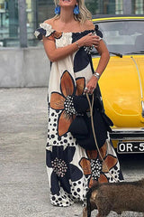 College Print Off The Shoulder Printed Dress Dresses