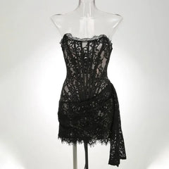 Elegant Strapless Lace Dress