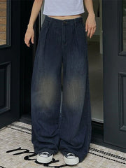 Pleat Faded Denim Boyfriend Jeans