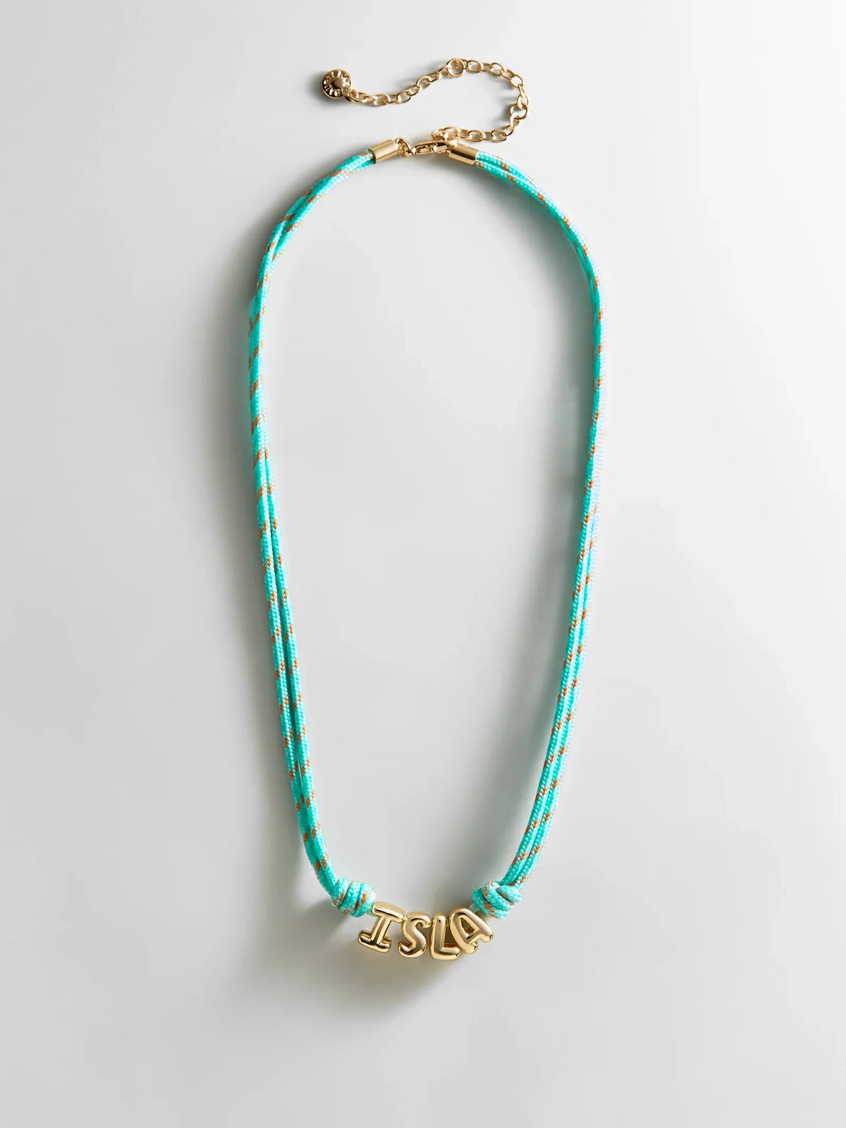 Bubble Letter Custom Paracord Necklace - Turquoise