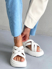 Cross Strap Buckle Platform Sandals