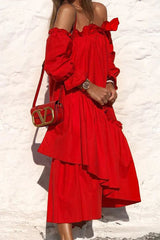 Fashion Street Solid Patchwork Off The Shoulder Irregular Dresses