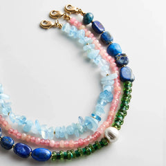 Brooke Semi-Precious Waterproof Anklet Set - Muted Multi