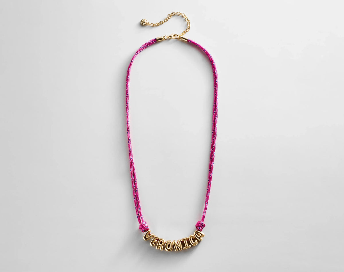 Bubble Letter Custom Paracord Necklace - Hot Pink