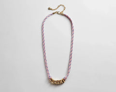 Bubble Letter Custom Paracord Necklace - Soft Pink