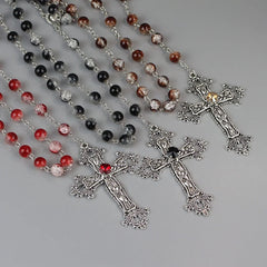 Gothic Beaded Cross Necklace