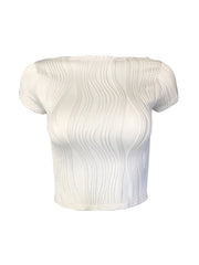 Textured Backless White Crop Top