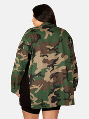 Camo Sequin Red Lip Jacket Coat