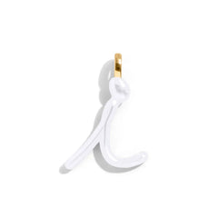 Custom Pure White Enamel Script Letter Charm - I