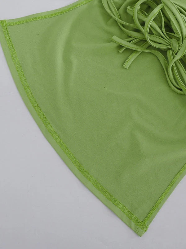Tie Back Green Bandeau Top