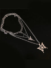 3Pcs Floral Fairy Butterfly Charm Necklace Set