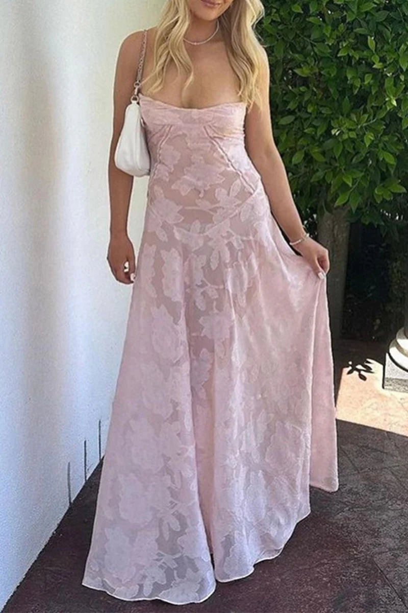 Elegant Formal Solid See-Through Evening Dress Dresses