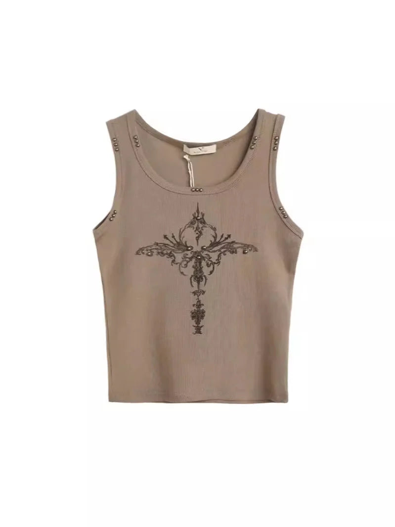 Skeleton Bones Printed Crop Tank Top