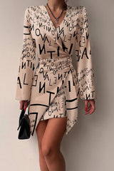 Fashion Patchwork Tie-Dye V Neck Pencil Skirt Dresses(3 Colors)
