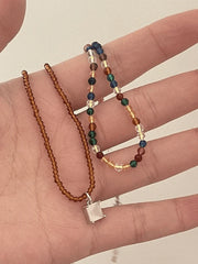 2Pcs Y2K Beaded Necklace