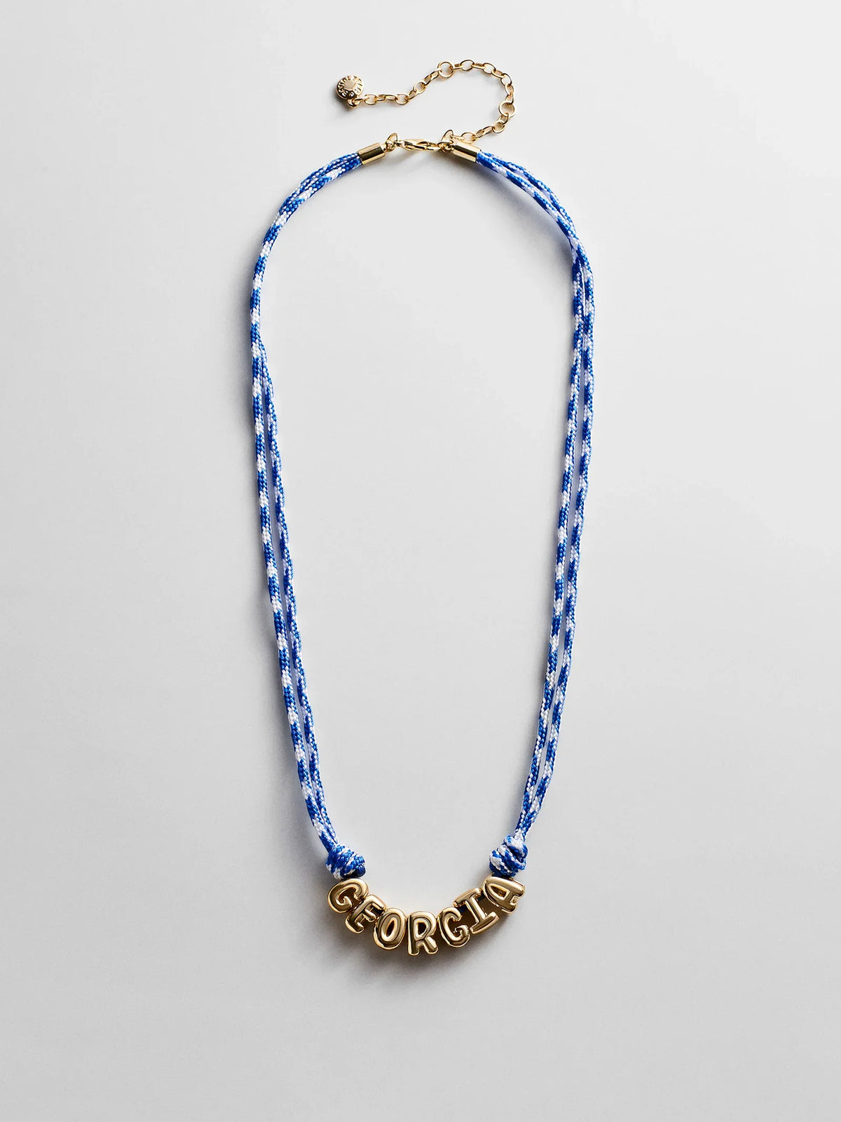 Bubble Letter Custom Paracord Necklace - Blue/White