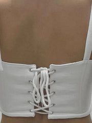 Tie Strap White Crop Cami Top