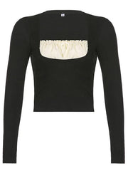 Square Collar Lace Crop Top