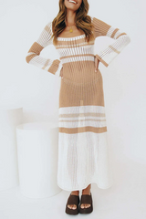 Casual Striped Patchwork Off The Shoulder Straight Dresses(5 Colors)