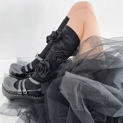 Fairy Core Camellia Texture Stockings
