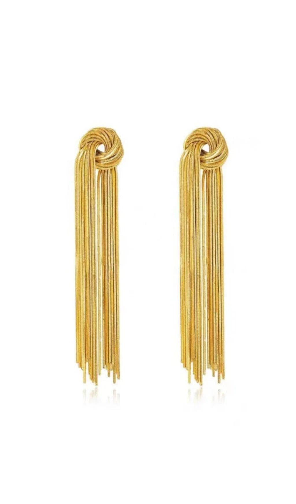 Gold Tied Tassel Earrings