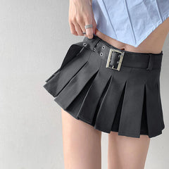 Buckle Belt Mini Skirt