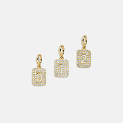 Block Pavé Number Cluster Charm - 0