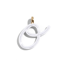 Custom Pure White Enamel Script Letter Charm - O