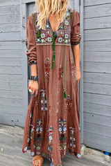 Fashion Print V Neck Straight Dresses(4 Colors)