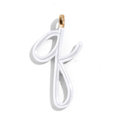 Custom Pure White Enamel Script Letter Charm - Q