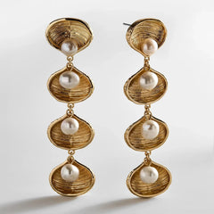 Calypso Seashell Earrings - Gold/Pearl