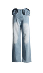 Flower Wide Denim Pants