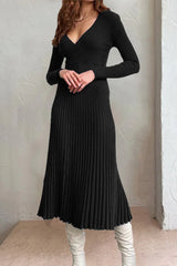 Elegant Simplicity Solid Fold V Neck A Line Dresses