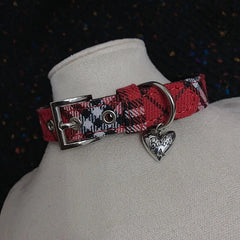 Y2K Red Plaid Bone Choker
