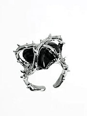 2Pcs Heart Decor Cuff Ring