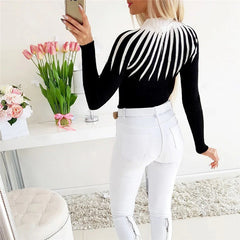 2021 Autumn Winter Basic Turtleneck Knitting Long Sleeve Sweaters Women'S Stripe Pullovers Fashion  Minimalist Cheap Tops