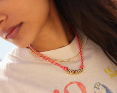 Bubble Letter Custom Paracord Necklace - Red/White