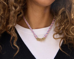 Bubble Letter Custom Paracord Necklace - Soft Pink