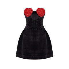Strapless Crystal Heart Mini Dress