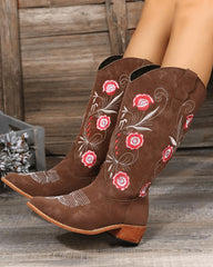 Women'S Casual Daily Floral Embroidery Boots