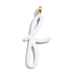 Custom Pure White Enamel Script Letter Charm - F