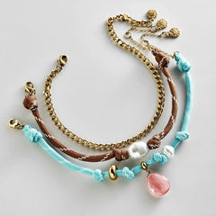 Brooke Semi-Precious Waterproof Anklet Set - Turquoise