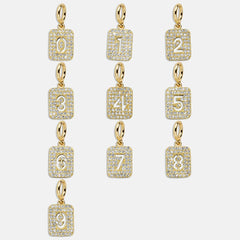 Block Pavé Number Cluster Charm - 0