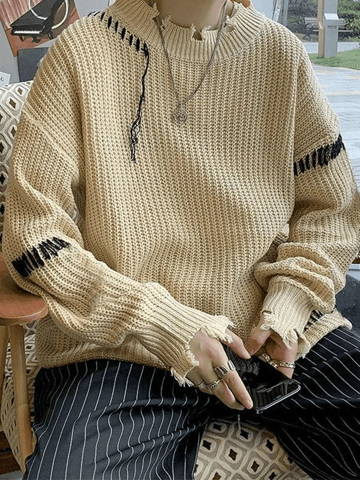 Men'S Irregular Hole Sweater