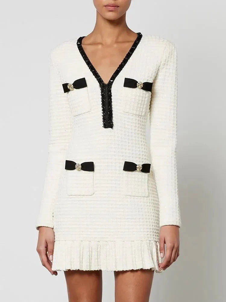 Colorblock Sequins Slim Knitted Bodycon Dresses